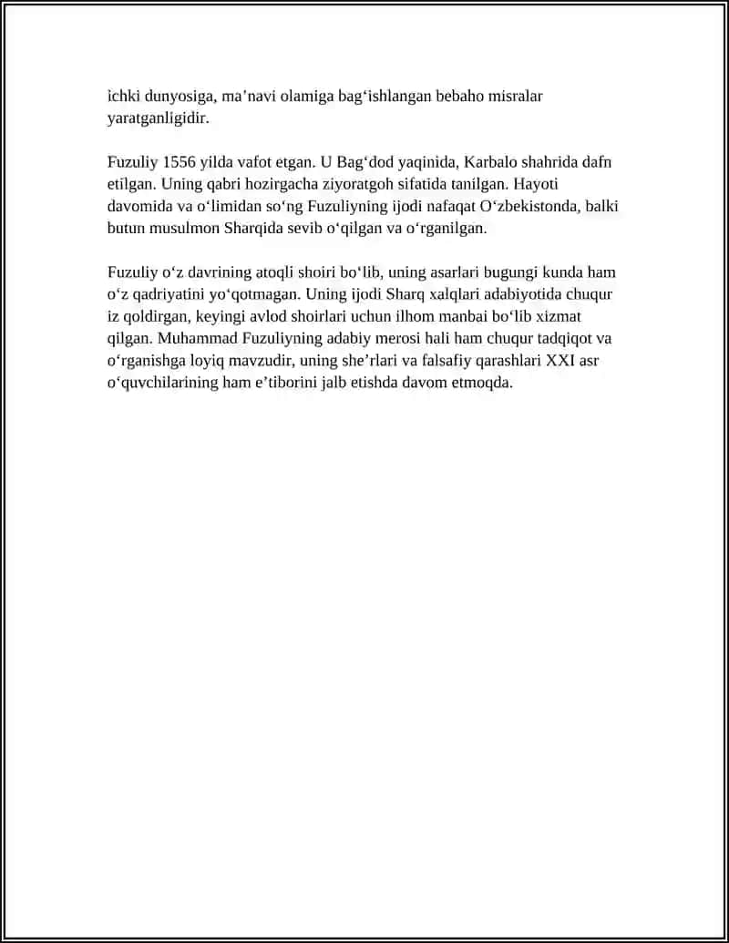Muhammad Fuzuliy Haqida Ma'lumot 4