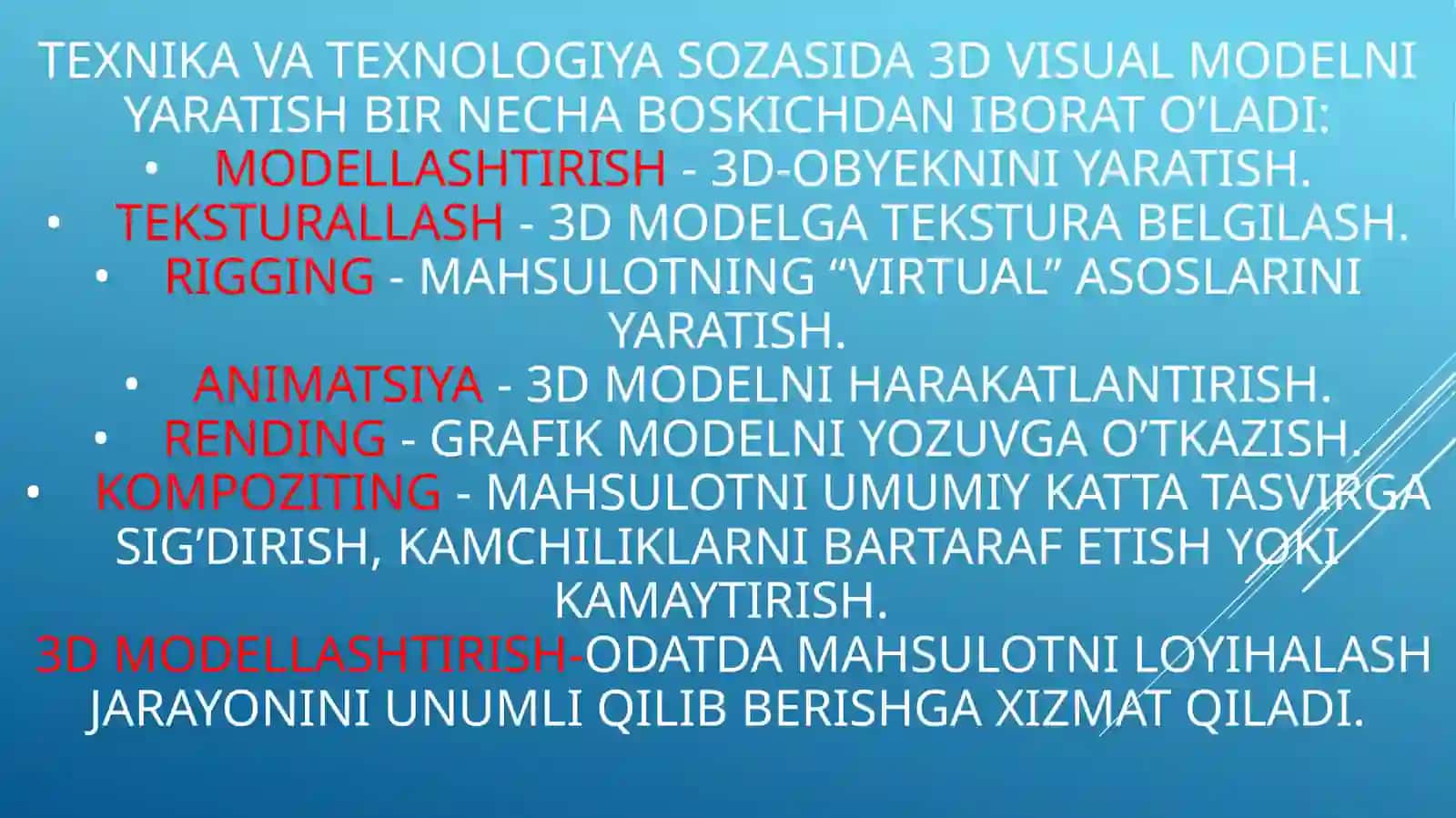 Mashinasozlik texnologiyasi asoslari” fanidan“3D modellar 4