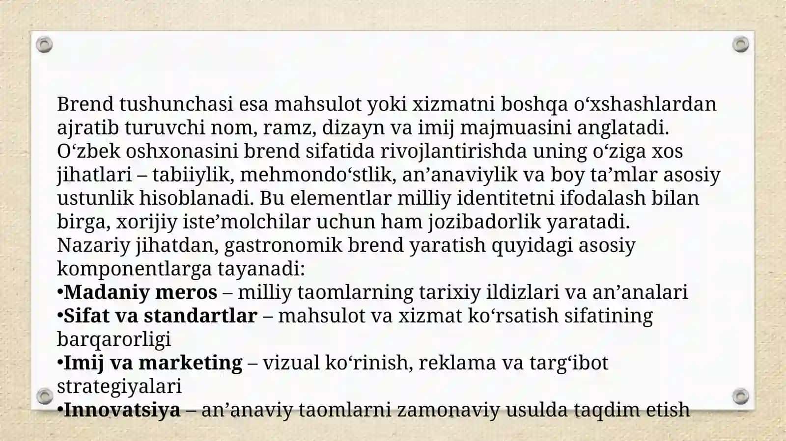 Oʻzbek oshxonasi brendini yaratish 4