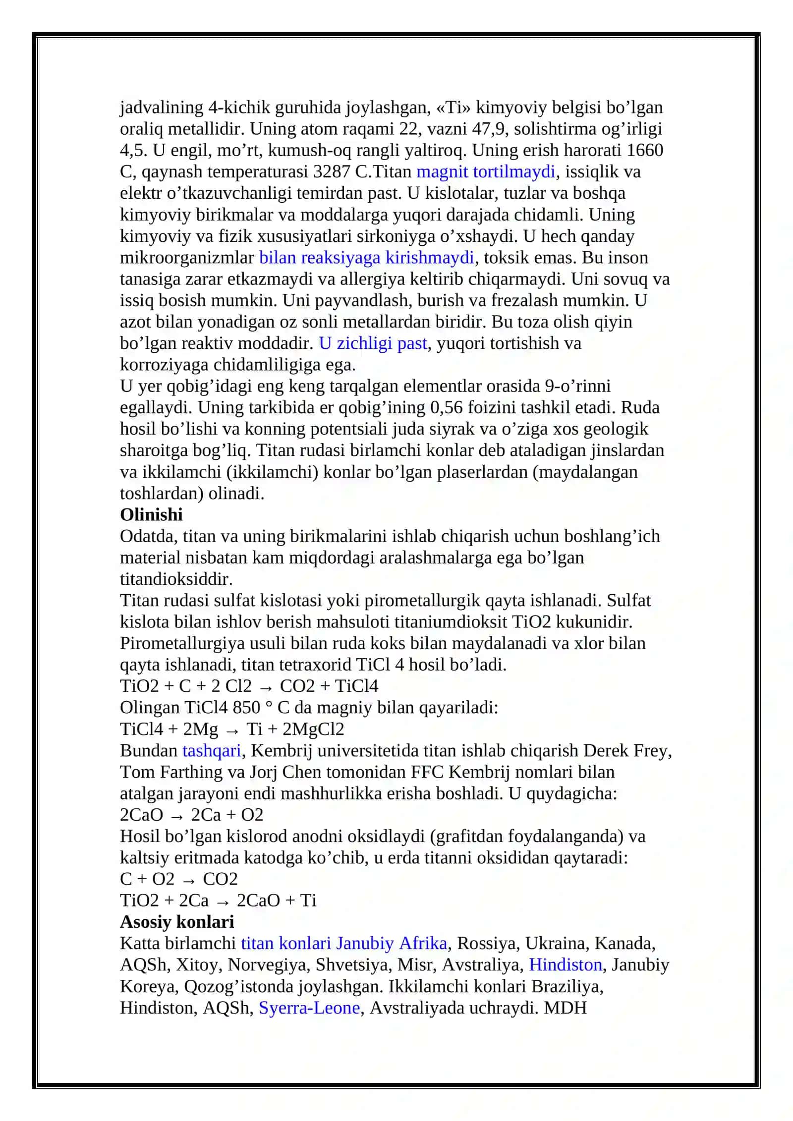 Titan ishlab chiqarish texnologiyasi 4