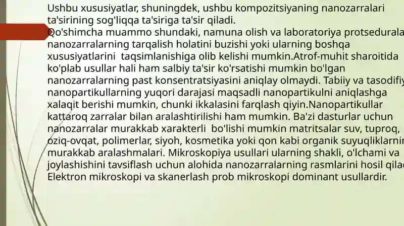Nanozarrachalarning xarakteristikasi 4