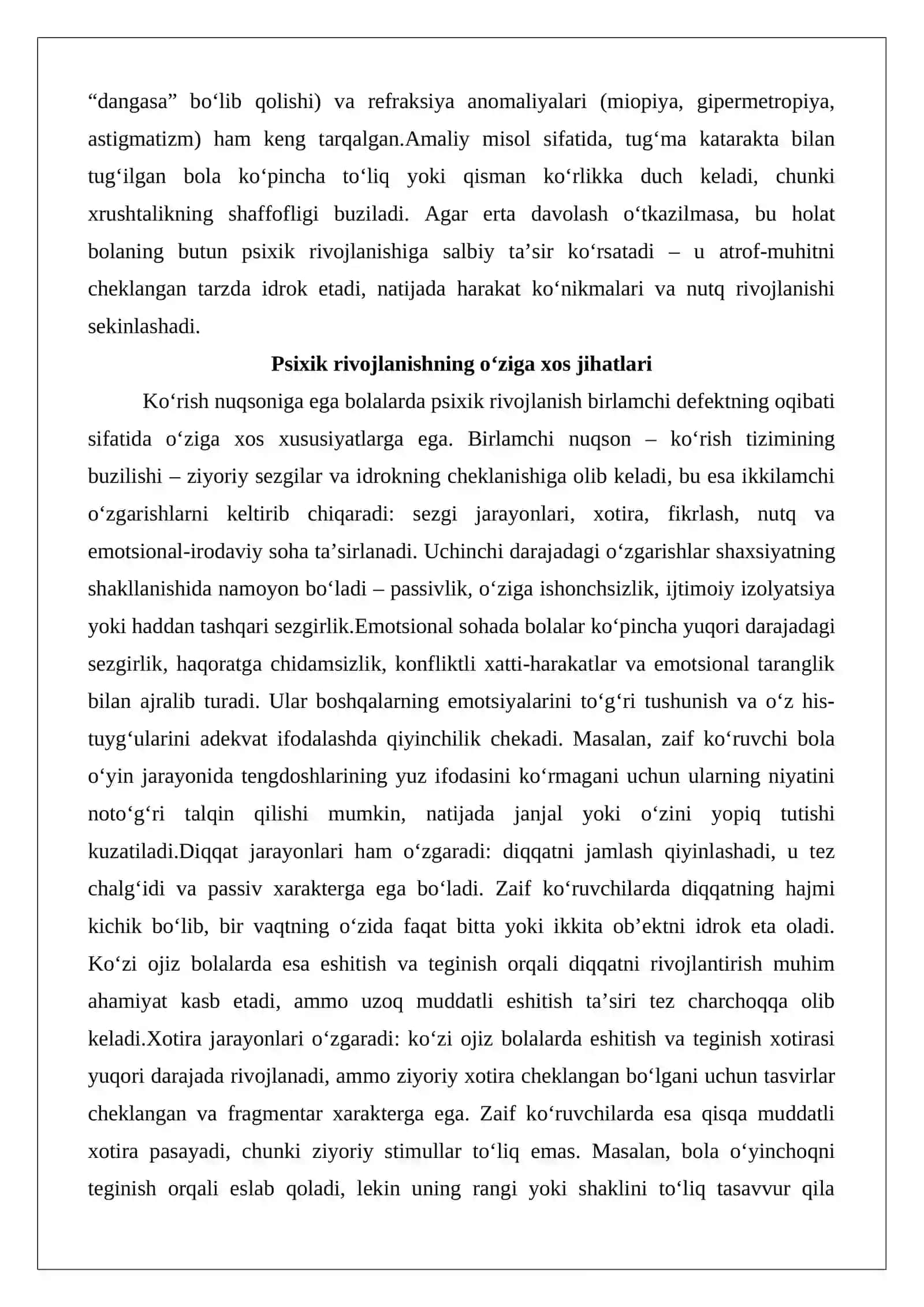 Ko‘rish nuqsoniga ega bolalar sezgi va idrokining o‘ziga xosligi 4