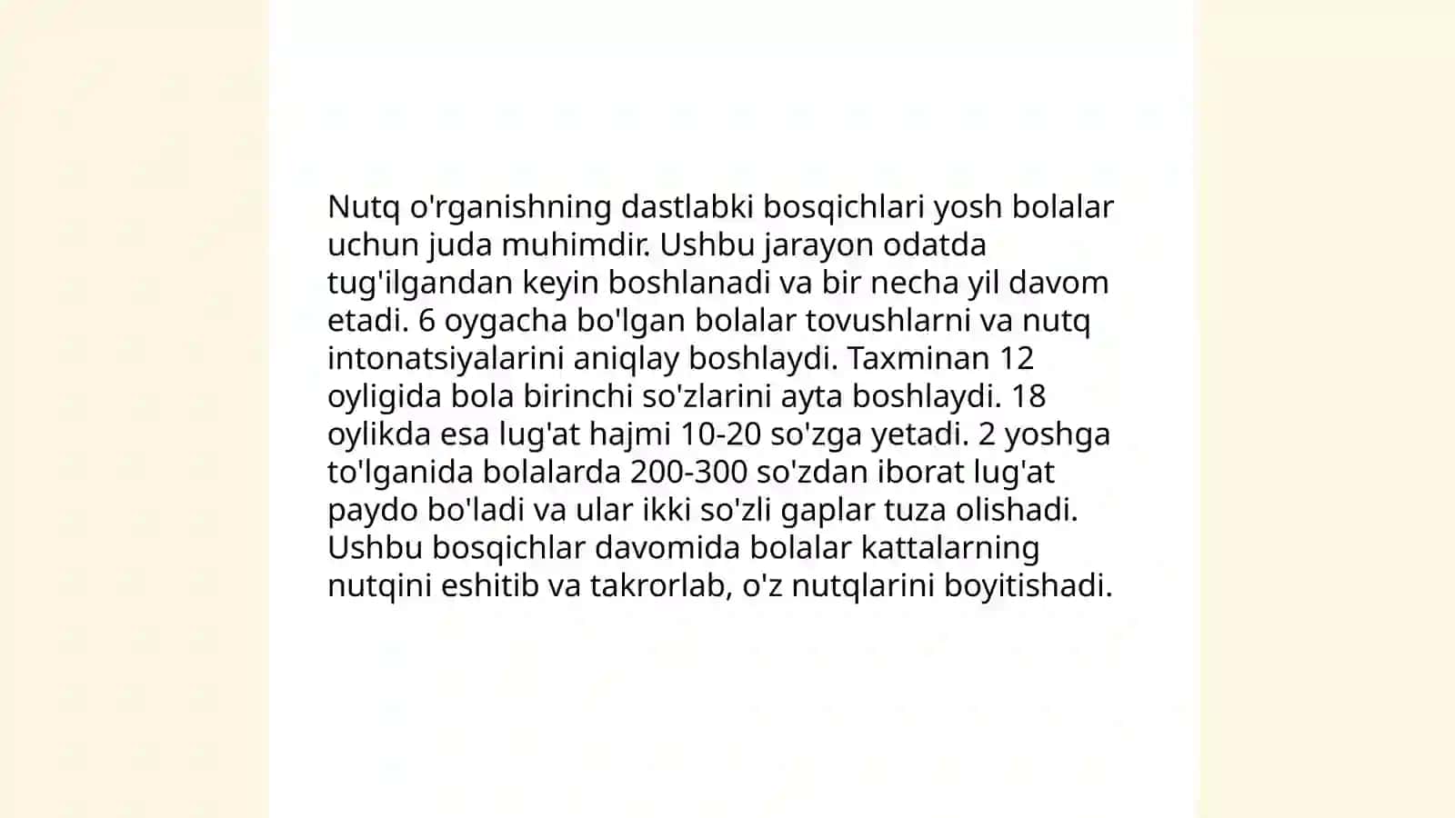 Bolalar nutqi: O'rganish jarayoni 4