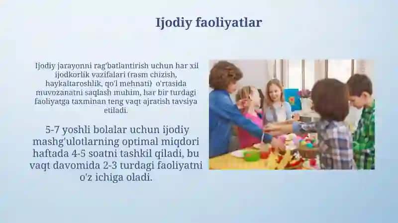 Bolalar faoliyatlari yo'nalishlari 4