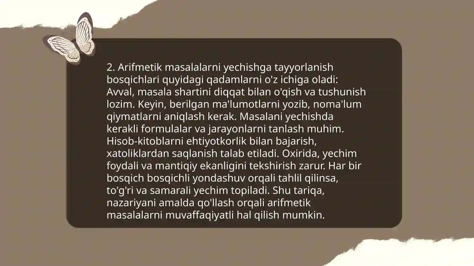 Arifmetik masalalar yechishga o'rgatish metodikasi 4