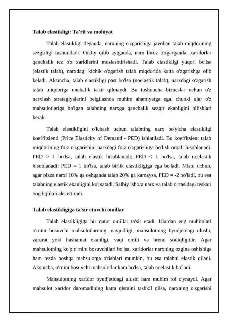 Talab va taklif elastikligi 4