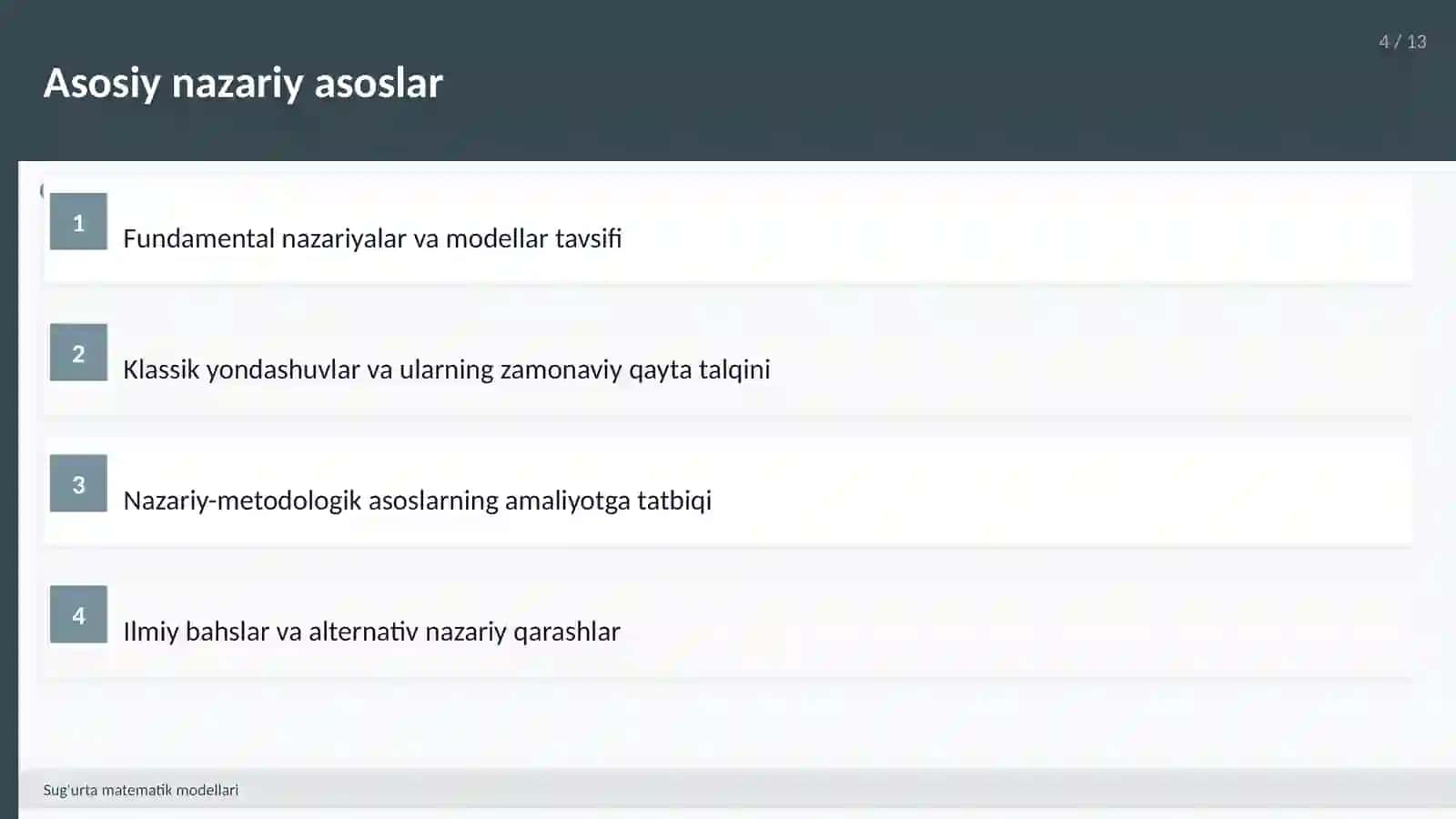 Sug'urta matematik modellari 4