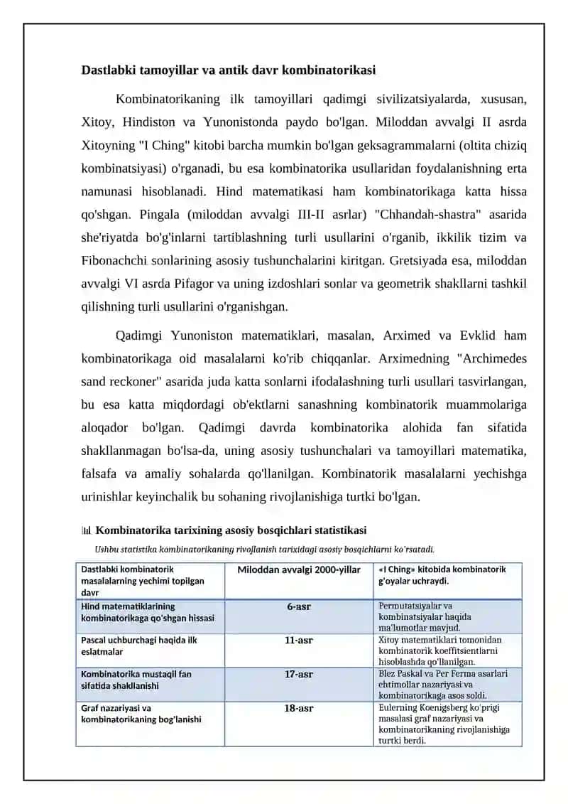 Kombinatorika fanining rivojlanish tarixi 4