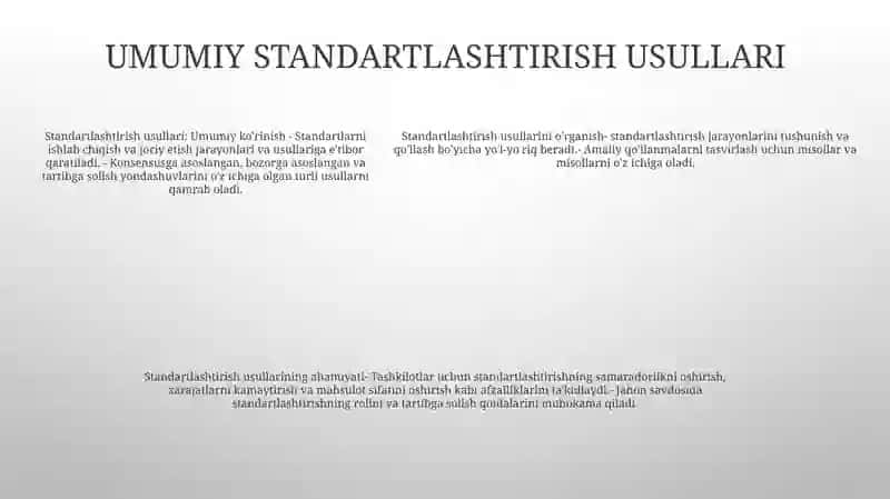 Standartlashtirish Usullarini O'Rganish 4