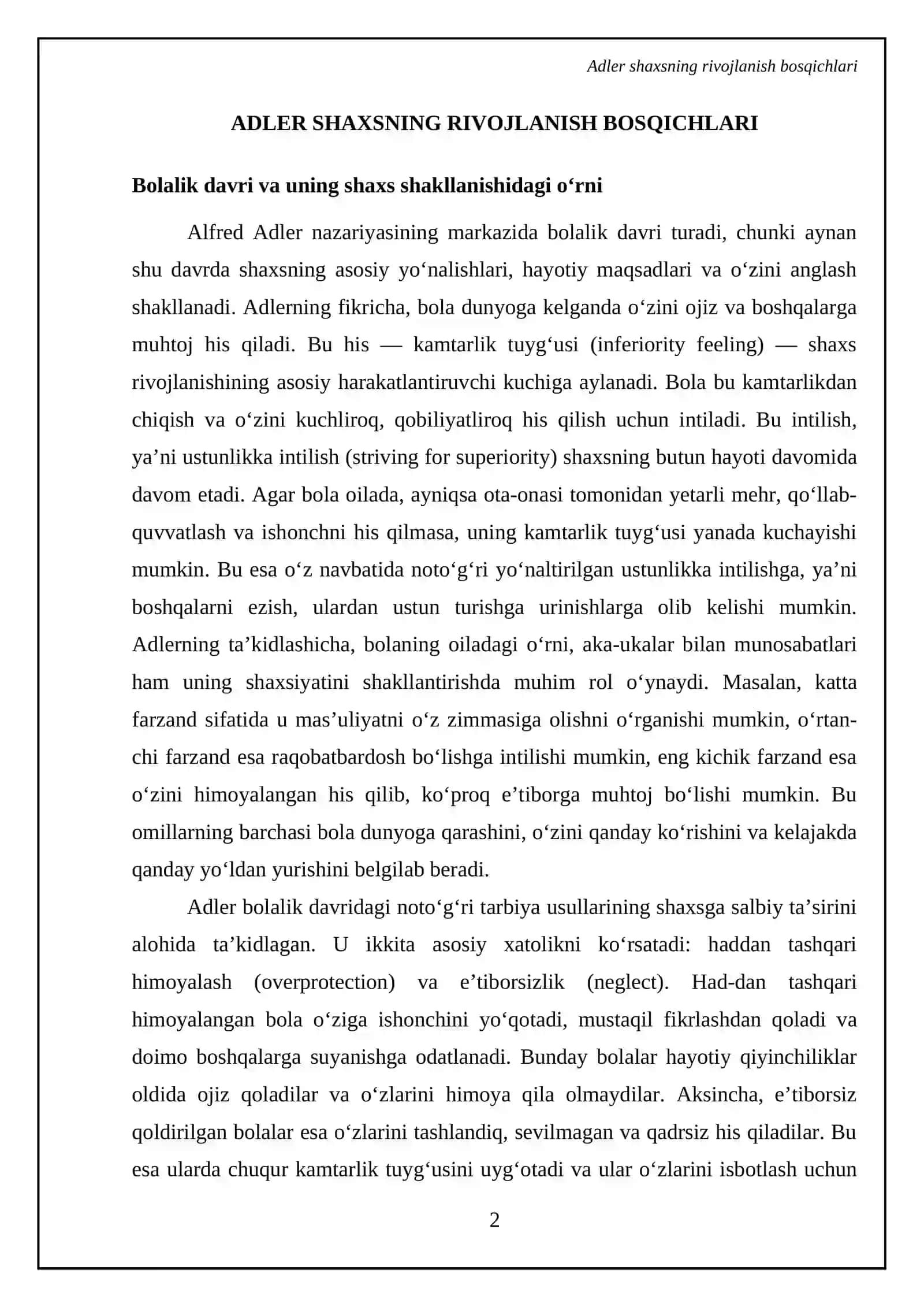 A.Adler boʻyicha shaxs tushinchasi 4