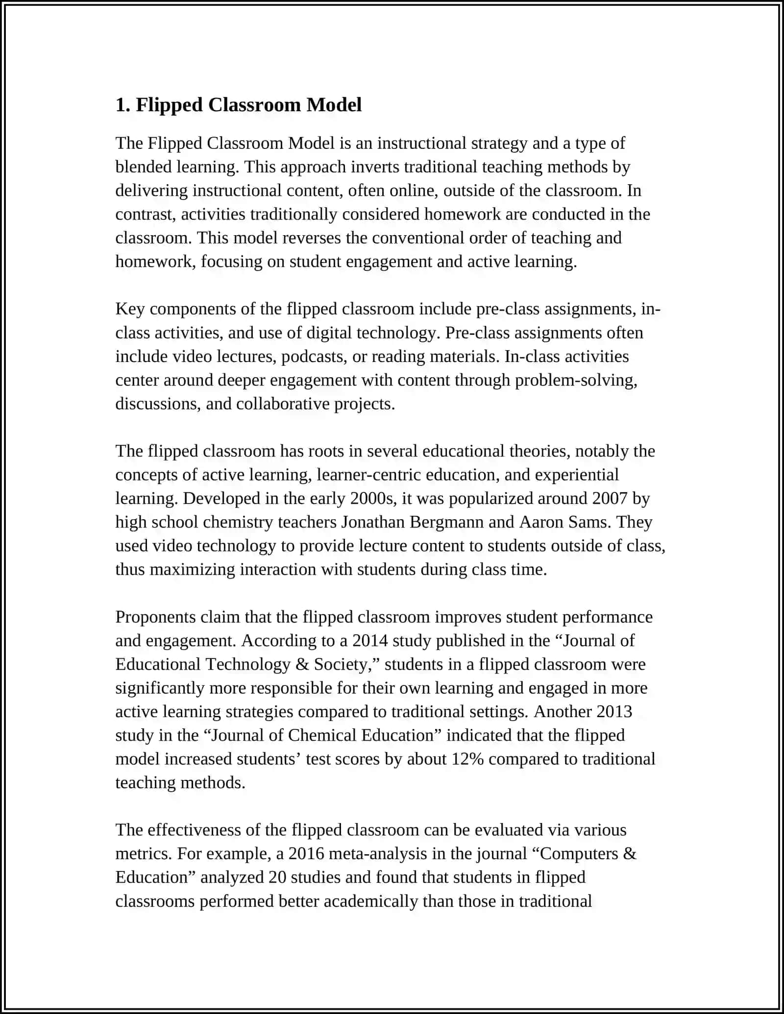 Flipped Classroom Model 4