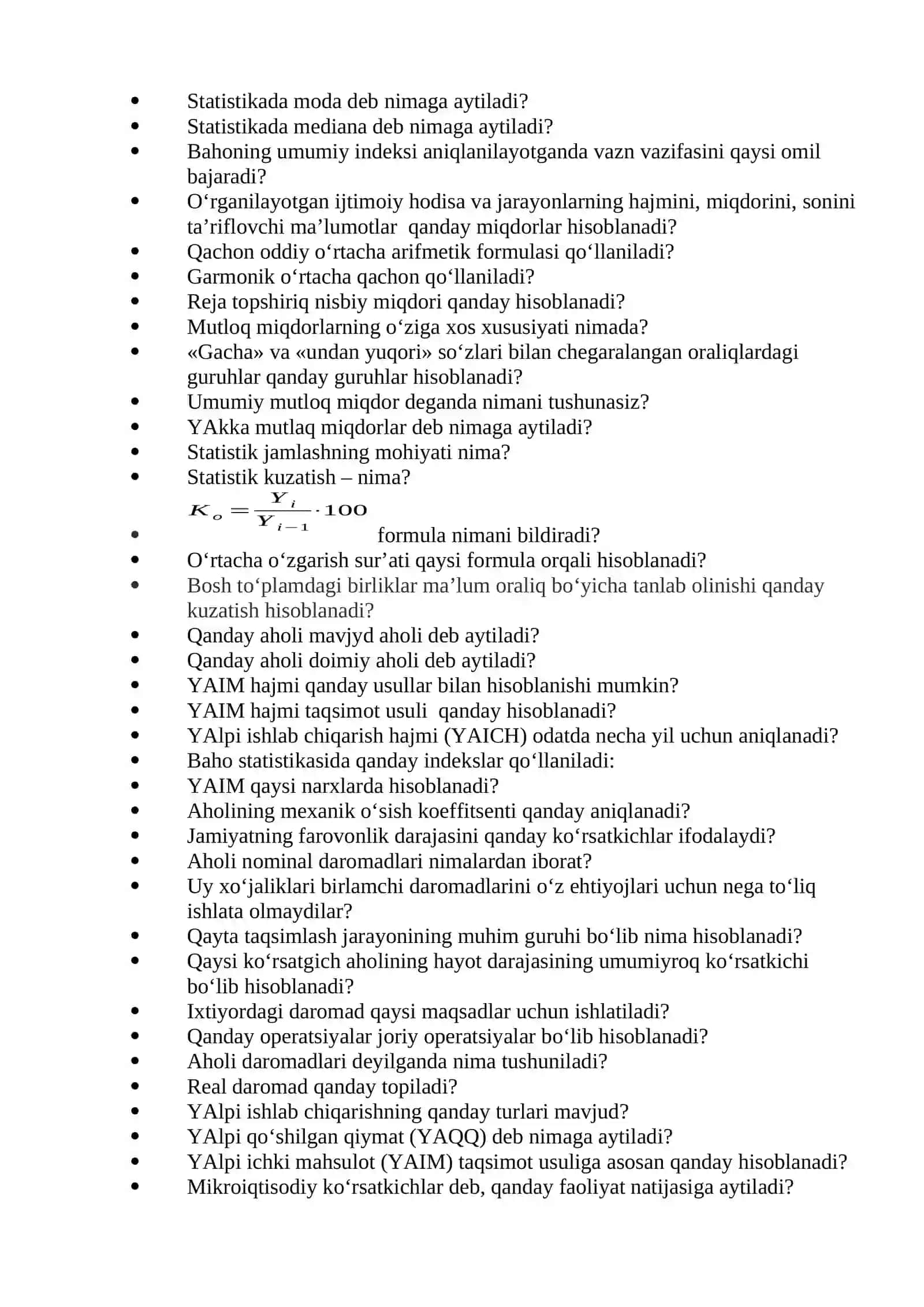 "Statistika” fanidan TEST 4