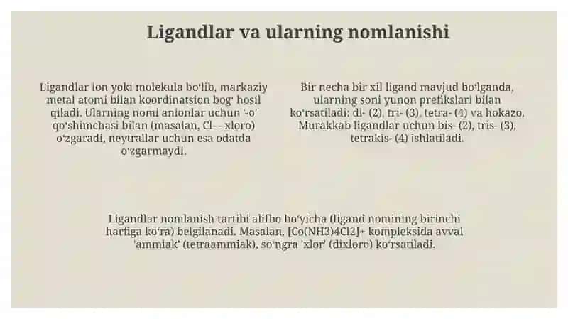 Kompleks birikmalarning nomenklaturasi 4