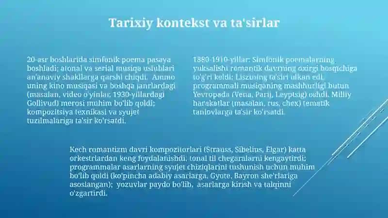 F. Listning dasturli simfonik poemalari 4