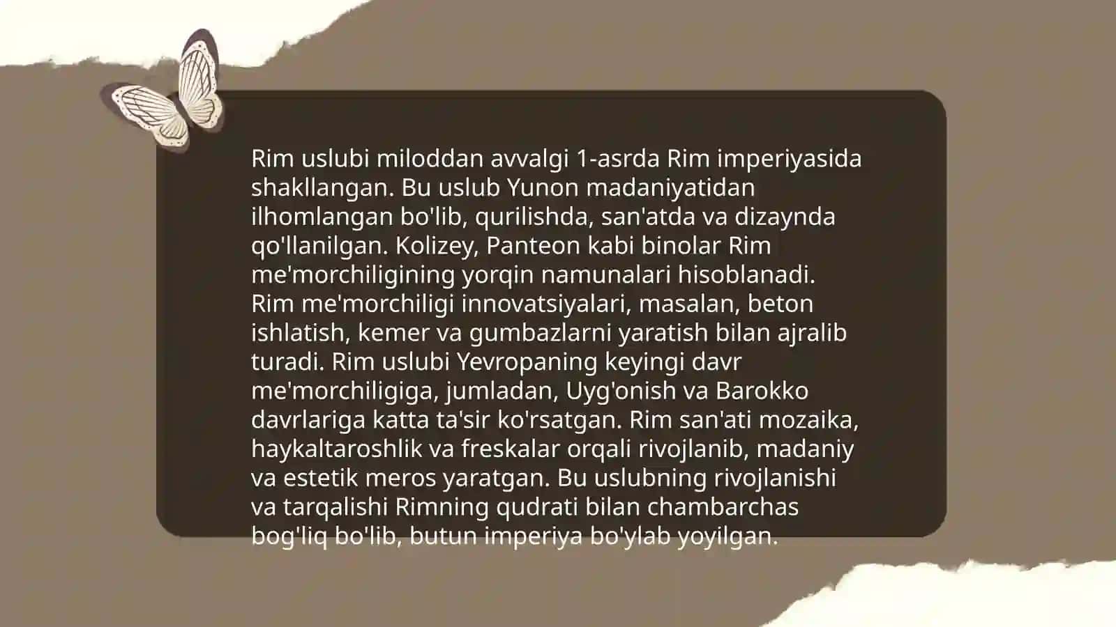 Roman uslubi haqida malumot va uni tahlil qilish 4