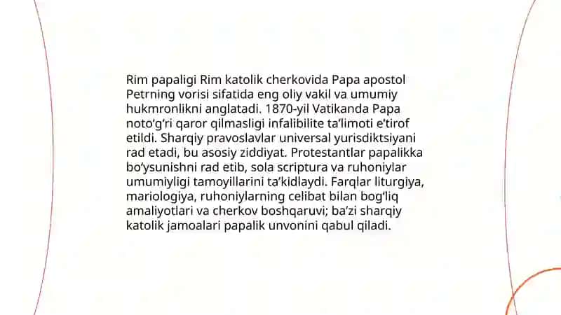 Xristianlik dini yo'nalishlari va tafovutlari 4