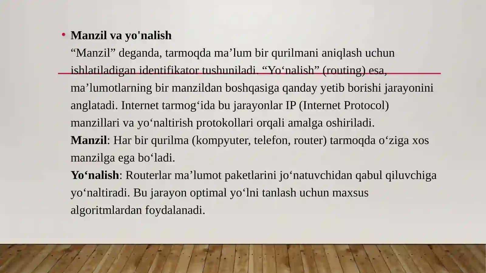 Manzil va yo'nalish. IP-manzil. IPv4 va IP-manzillar sinflari 4