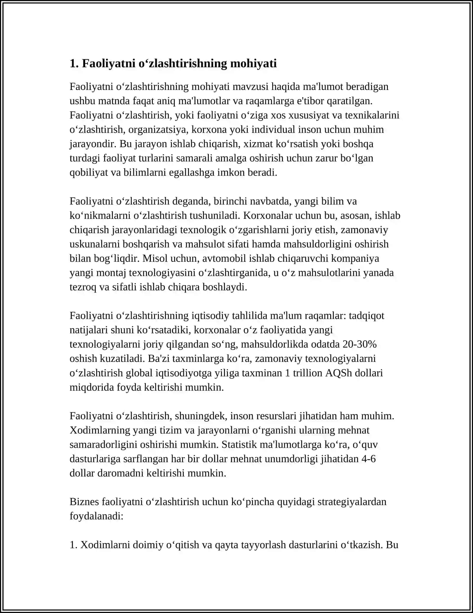 FAOLIYATNING OʻZLASHTIRILISHI VA MALAKALARNI EGALLASH 4