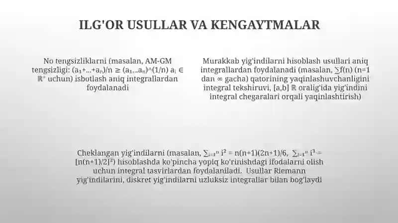 Cheklangan yig'indilarni hisoblash va tengsizliklarni isbotlash 4