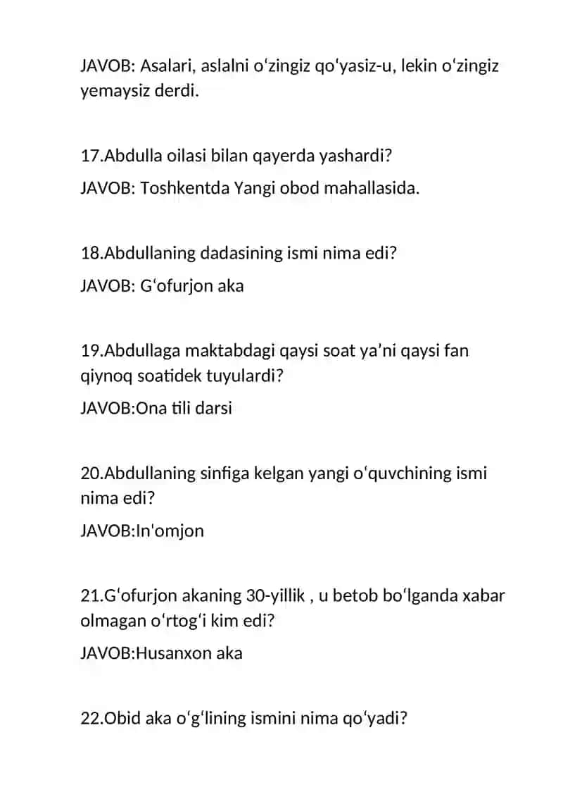 "Odam bo‘lish qiyin" savol javob, adib hayoti va ijodi 4