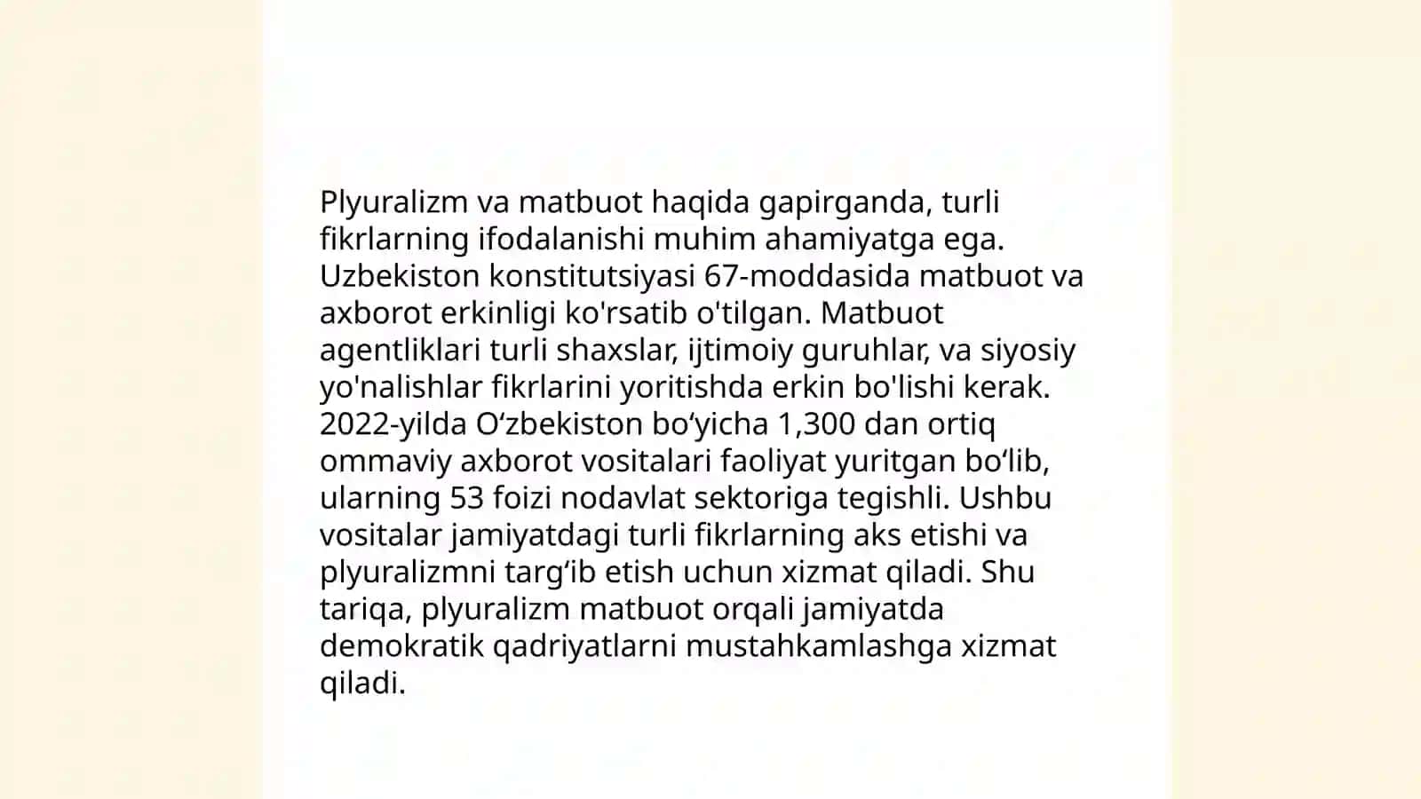 Ommaviy axborot vositalarining so'z erkinligini ta'minlashdagi o'rni 4