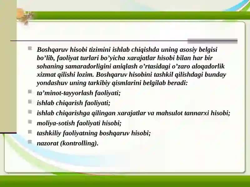 Boshqaruv Xisobini Tashkil Etish 4