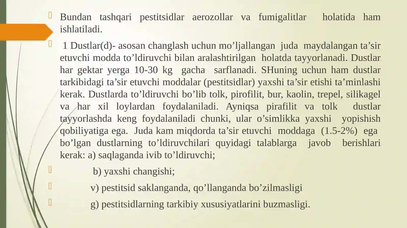 PESTITSIDLARNI PREPARAT SHAKLLARI VA ULARNI QO’LLASH USULLARI 4
