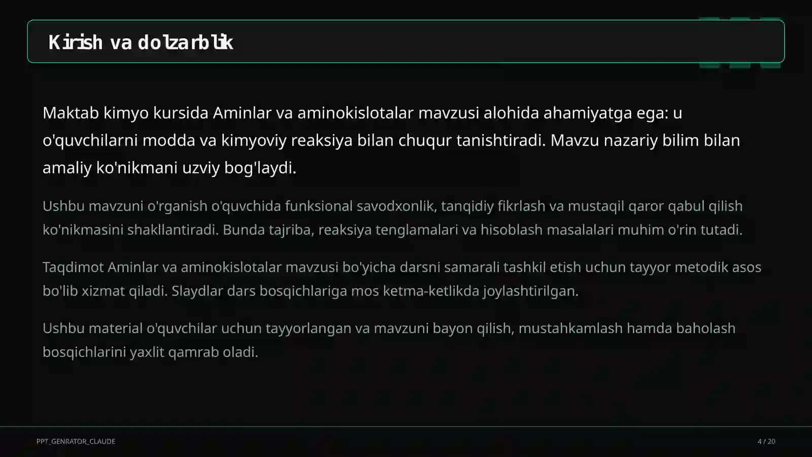 Aminlar va aminokislotalar (11-sinf) 4