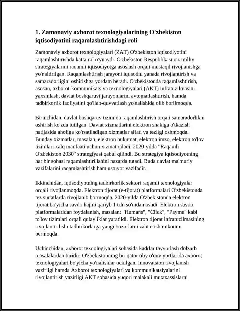ZAMONAVIY AXBOROT TEXNOLOGIYALARNING MUSTAQIL RESPUBLIKAMIZ HAYOTIDAGI AHAMIYATI VA RIVOJLANISH ISTIQBOLLARI 4