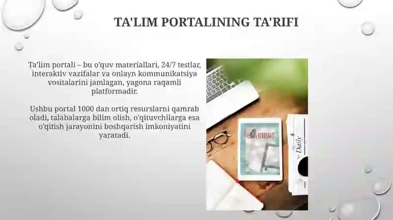 Ta'lim portallarning talim olishdagi vazifalari 4