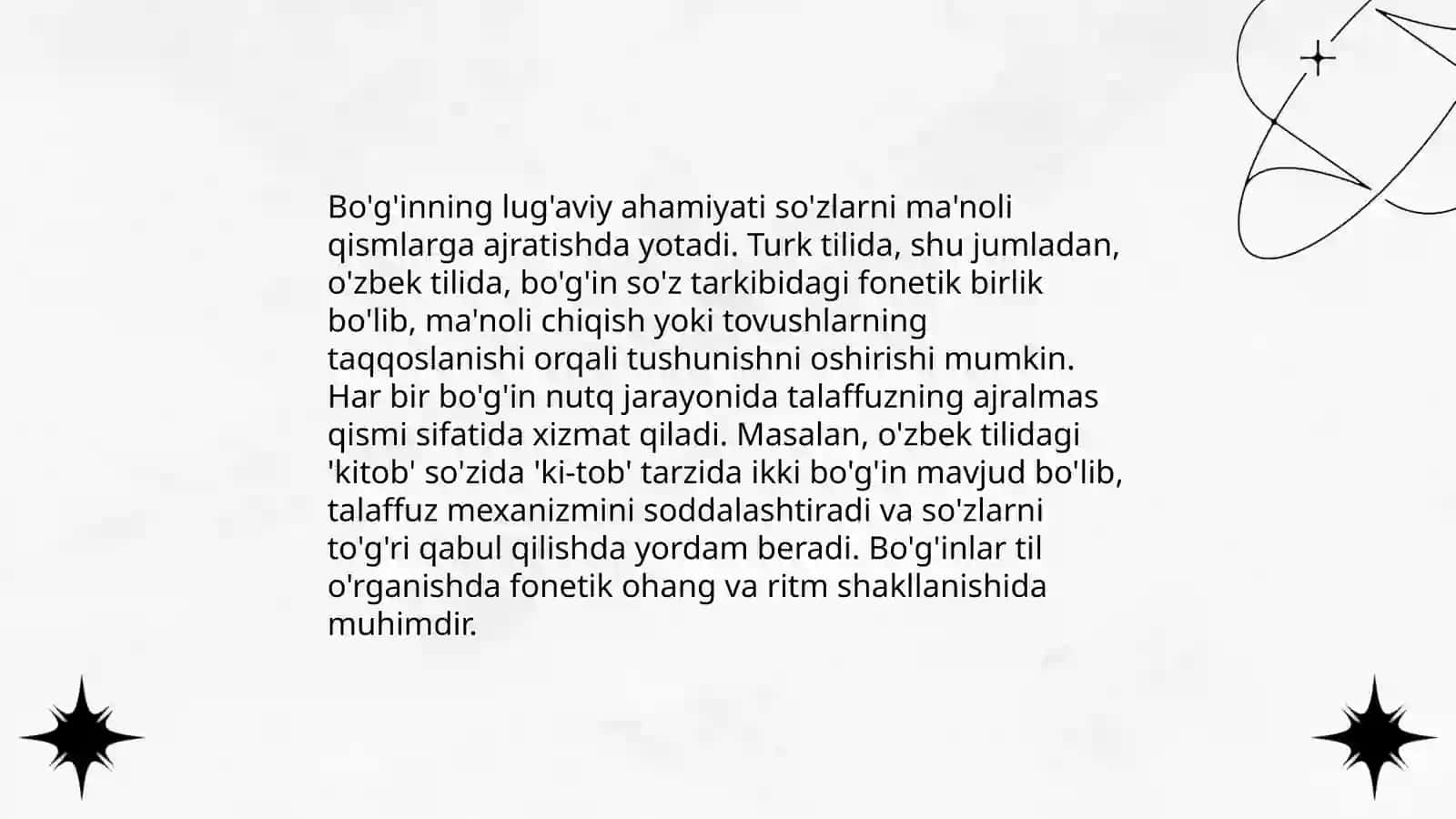Urg'u, bo'g'in, intonatsiya 4