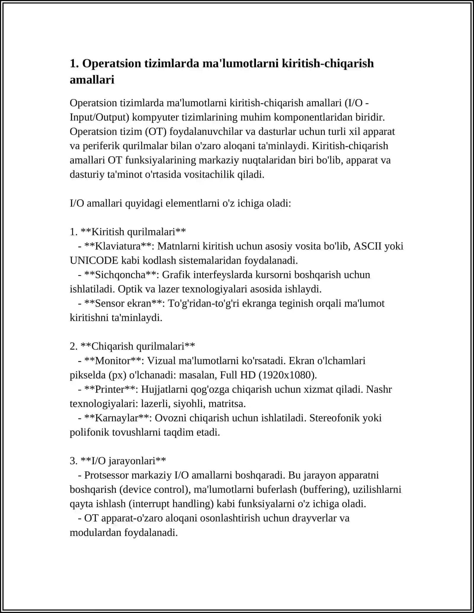 OPERATSION TIZIMLARDA MA’LUMOTLARNI KIRITISH-CHIQARISHNI BOSHQARISH 4