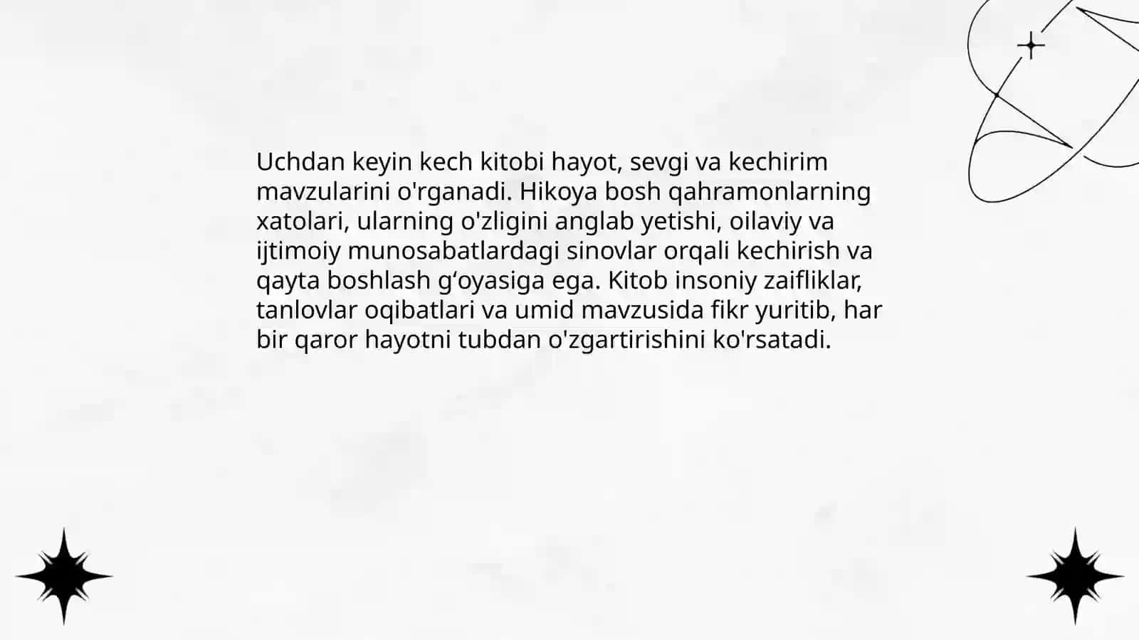 Uchdan keyin kech kitobi haqida 4