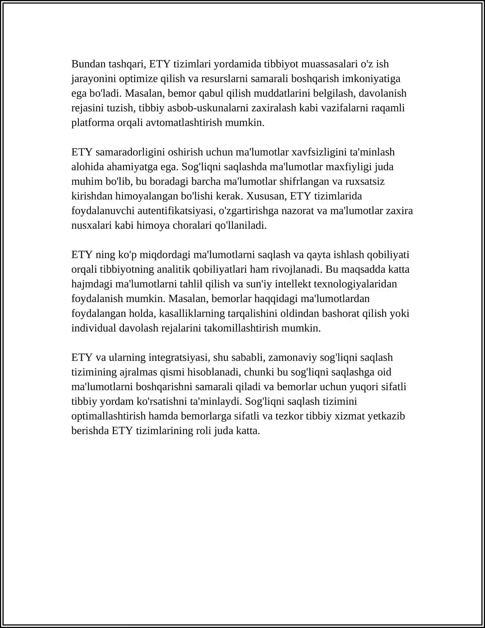 Elektron tibbiy yozuvlar (ETY) va ularning integratsiyasi 4
