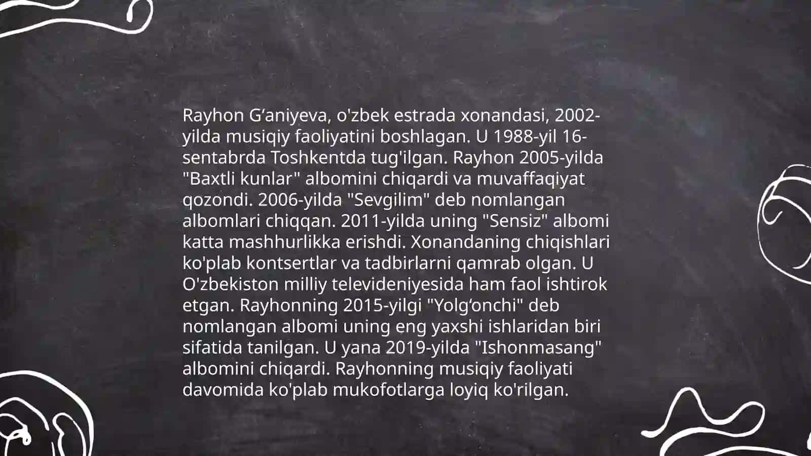 Rayhon qoshiqchi haqida taqdimot 4
