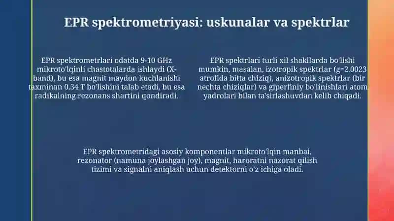 EPR spektroskopiyaning kimyoda qoʻlanilishi 4