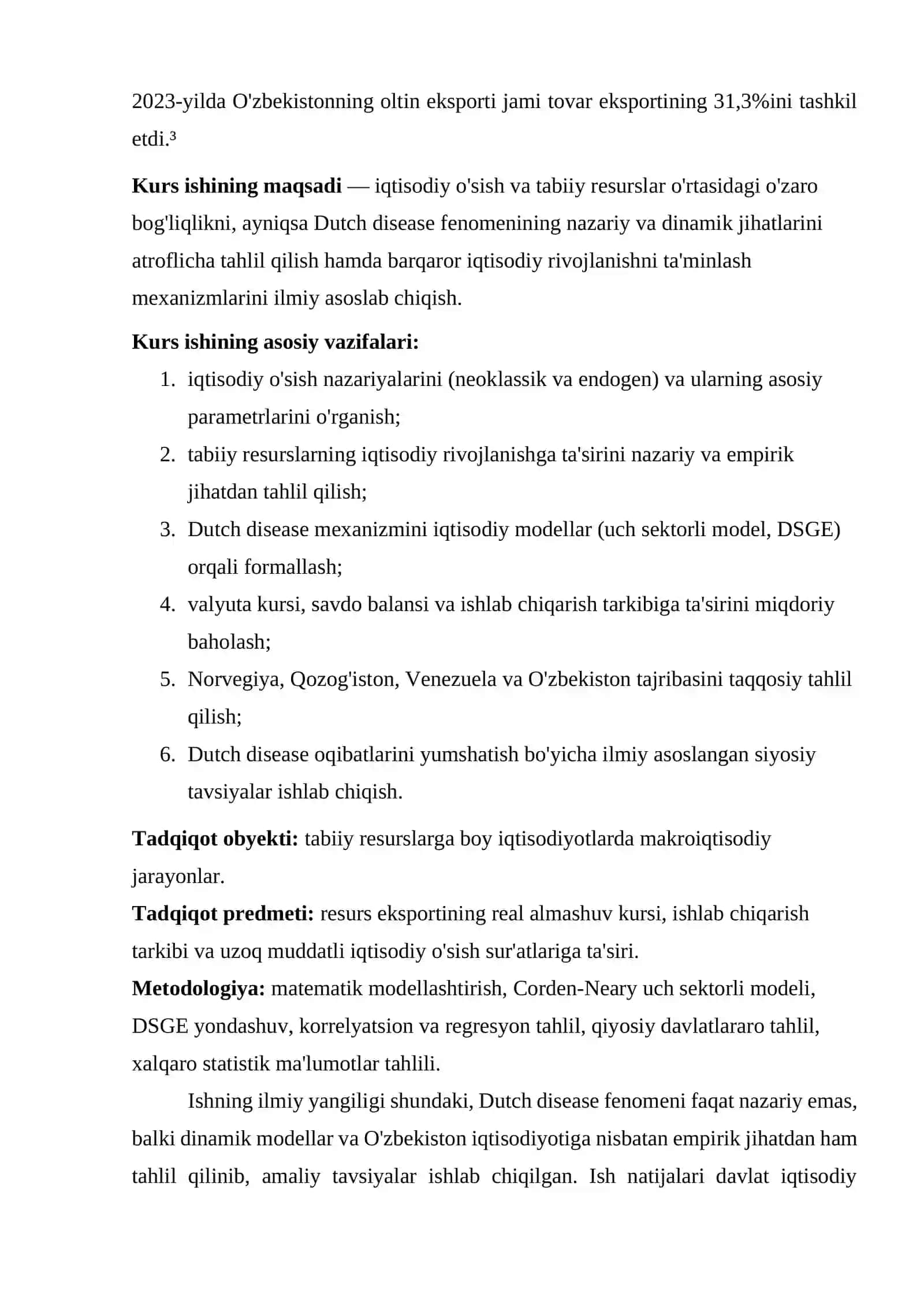 IQTISODIY O'SISH VA TABIIY RESURSLAR: DUTCH DISEASE DINAMIKASI 4