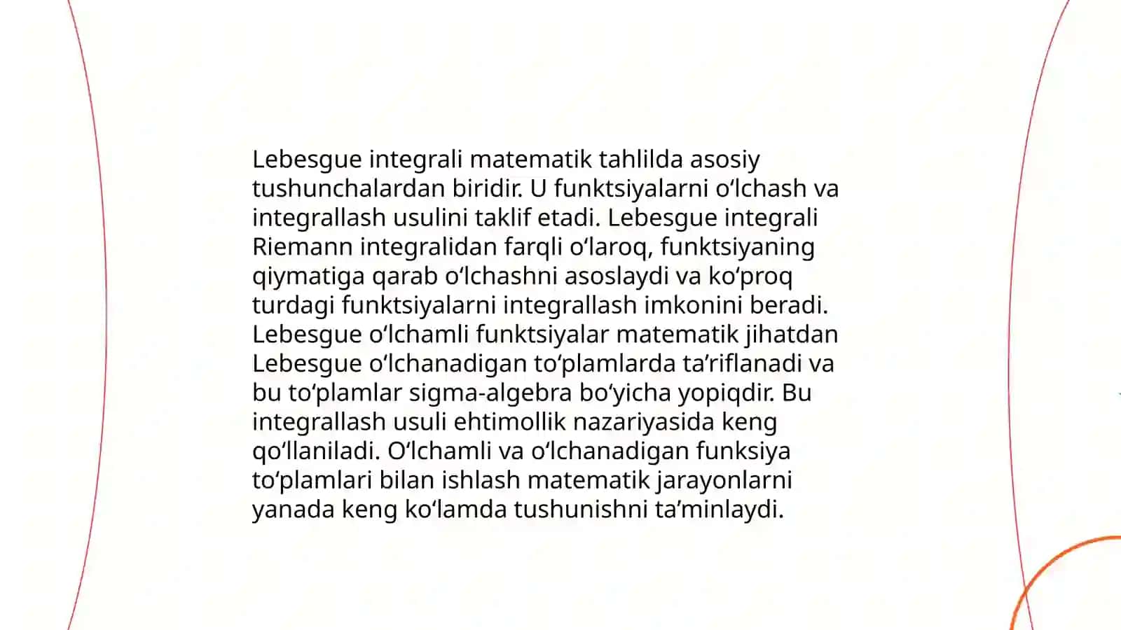 Cheksiz o‘lchamli to‘plamlarda Lebeg integrali 4