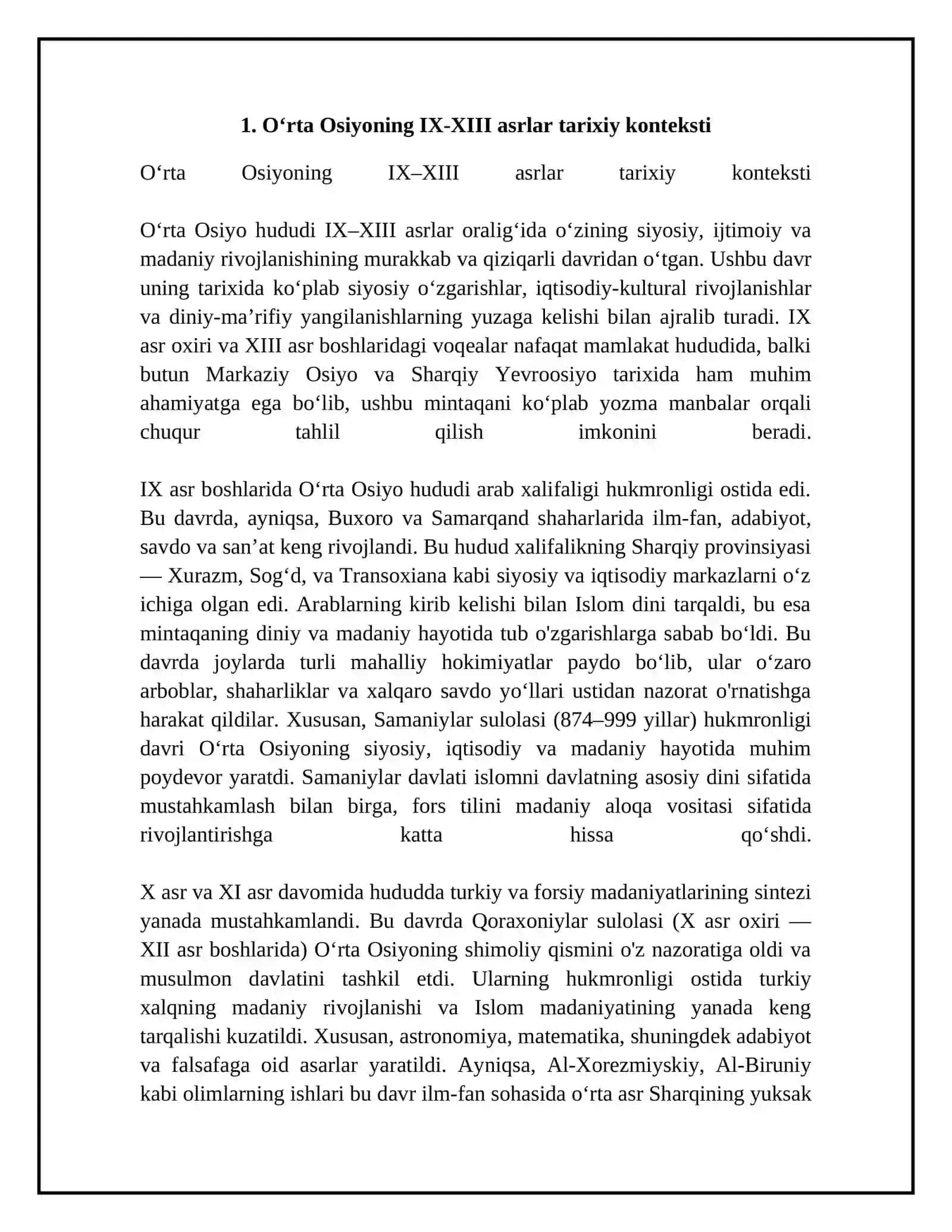 Oʻrta Osiyoning IX -XIII asrlar tarixiga oid yozma manbalar 4