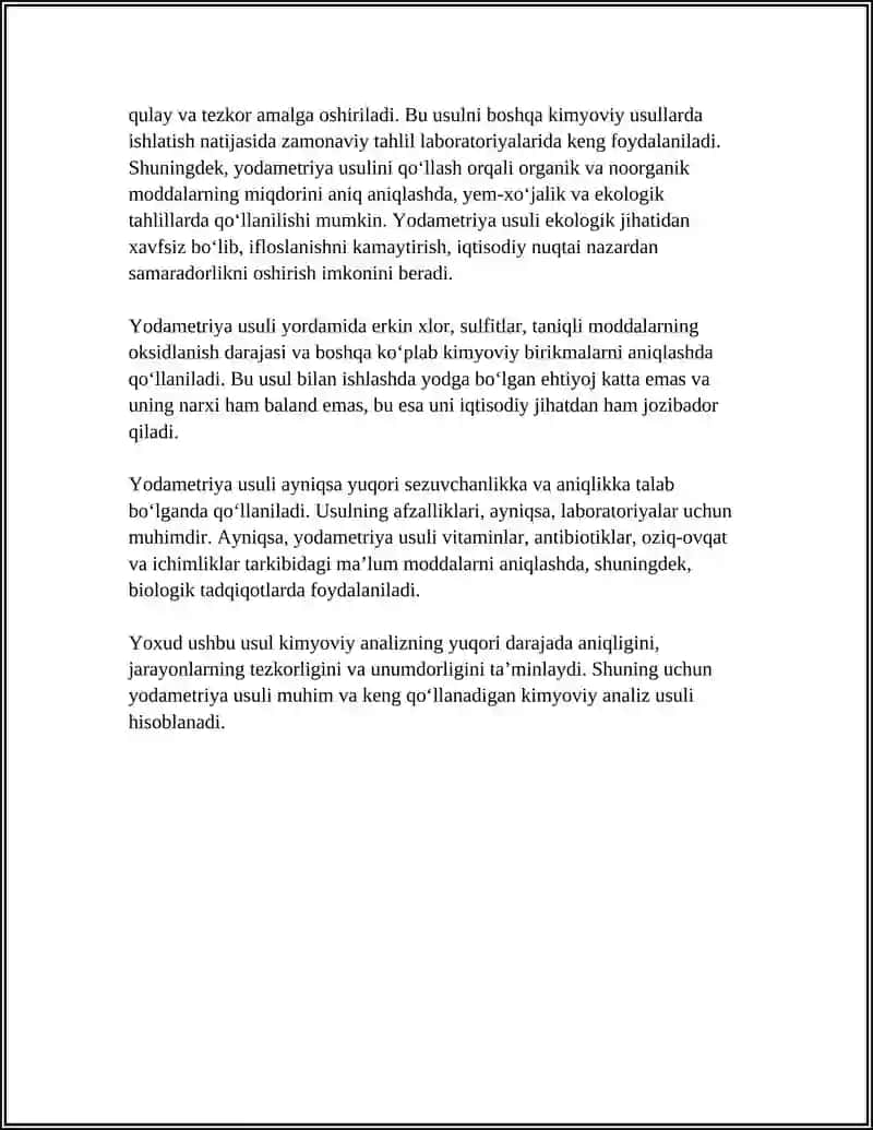 YODAMETRIYA USULI AXAMYATI, TITRLASH TARTIBI 4