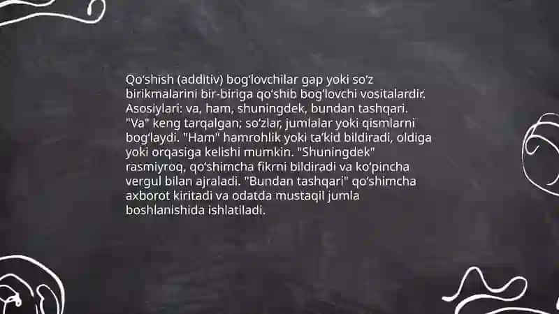Matnni qismini bogʻlovchi vositalar 4