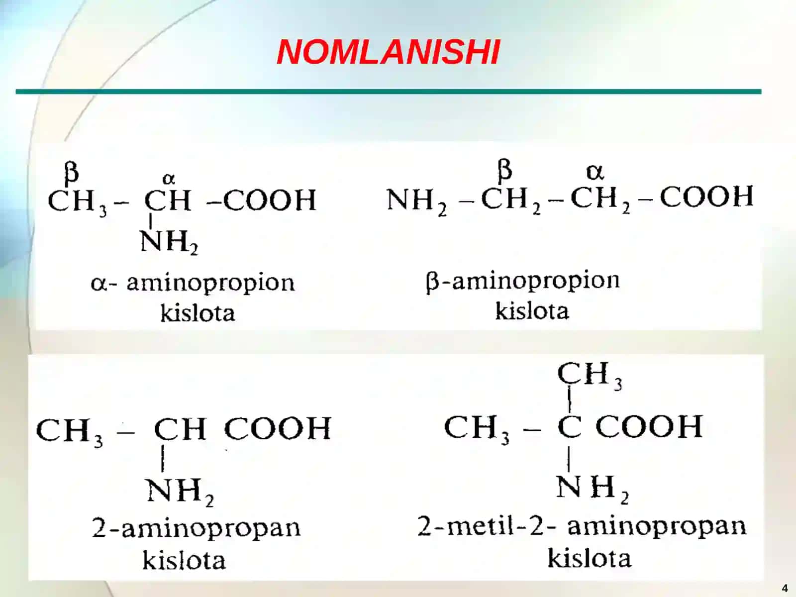 AMINO KISLOTALAR VA 4