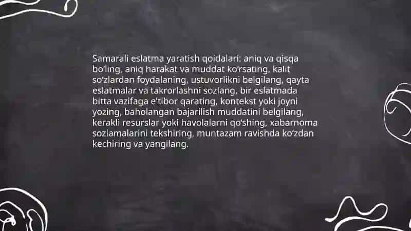 Eslatmalar bilan ishlash va foydali jihatlari 4