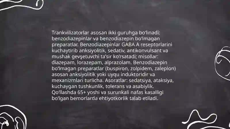 Neyroleptiklar. Trankvilizatorlar. Sedativ moddalar 4