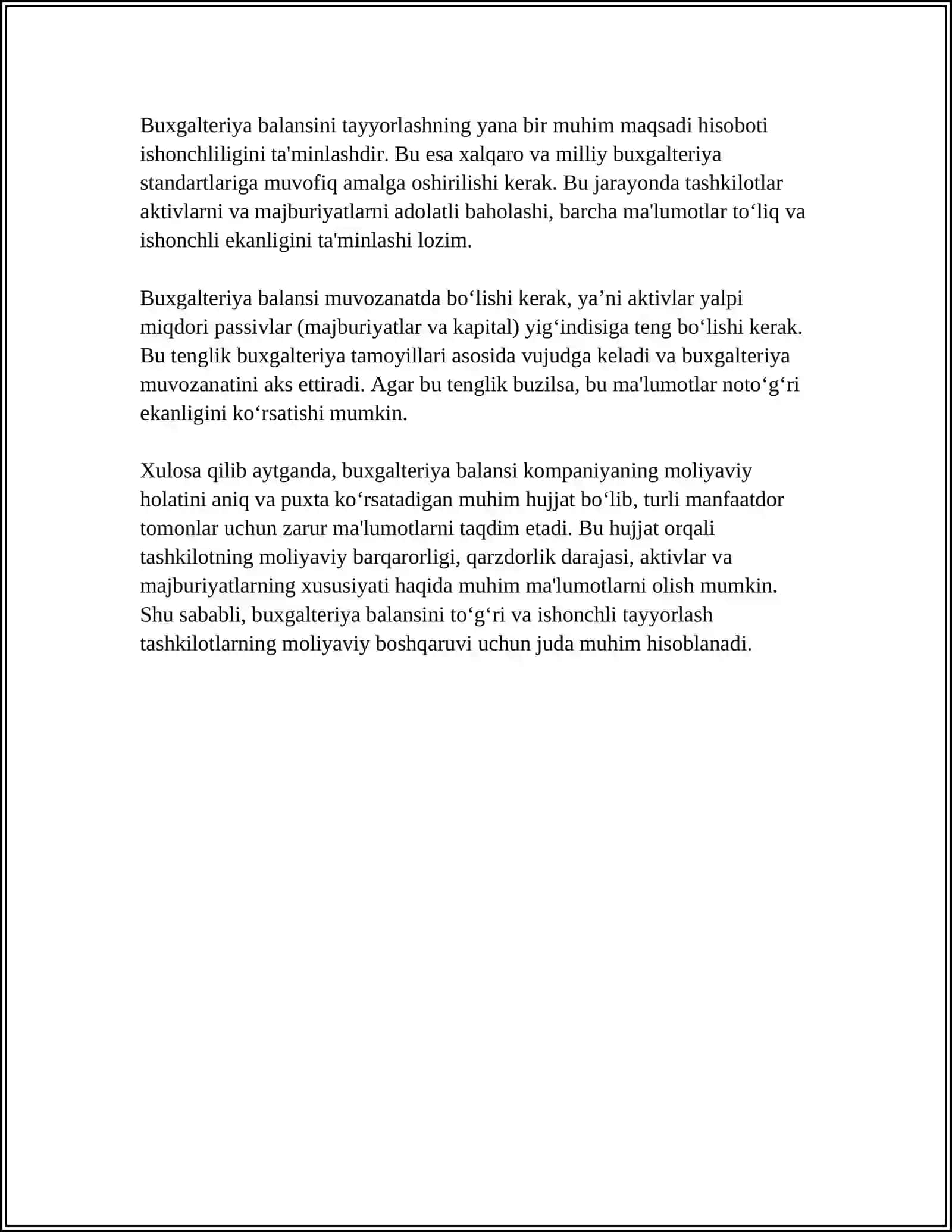 BUXGALTERIYA BALANSI, UNING TUZILISHI 4