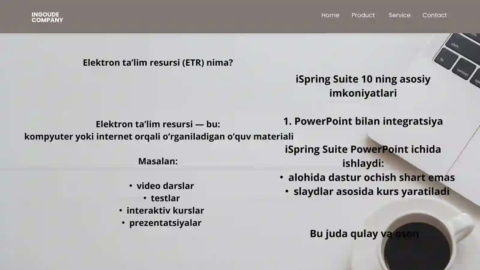 ISPRING SUITE 10 DASTURIDA ELEKTRON TA’LIM RESURSLARINI YARATISH 4