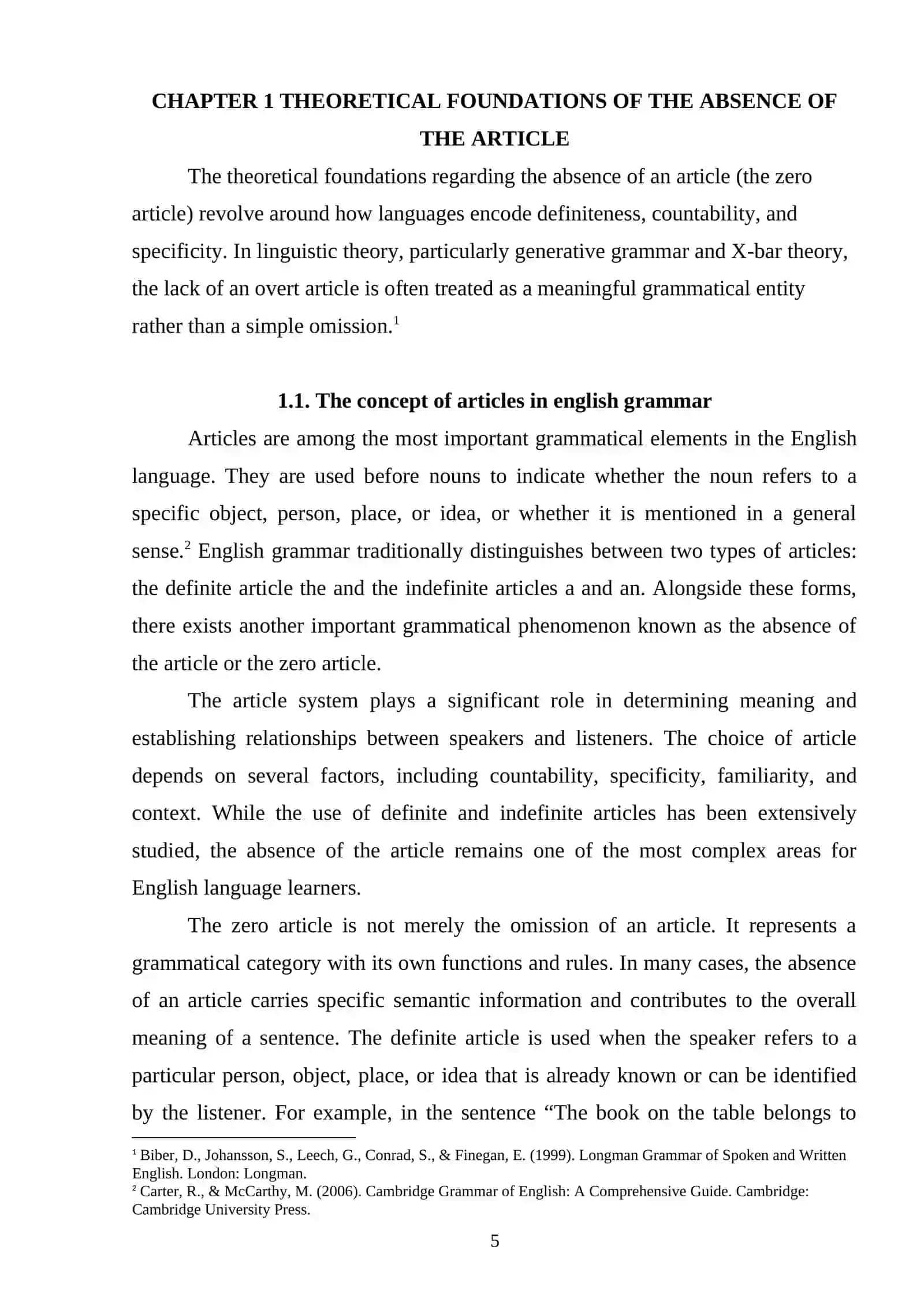 Absence of the article 4
