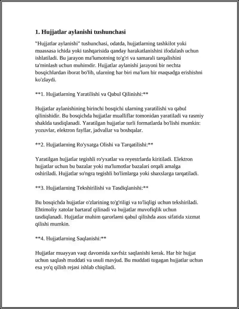 Hujjatlar aylanishini tashkil etish 4