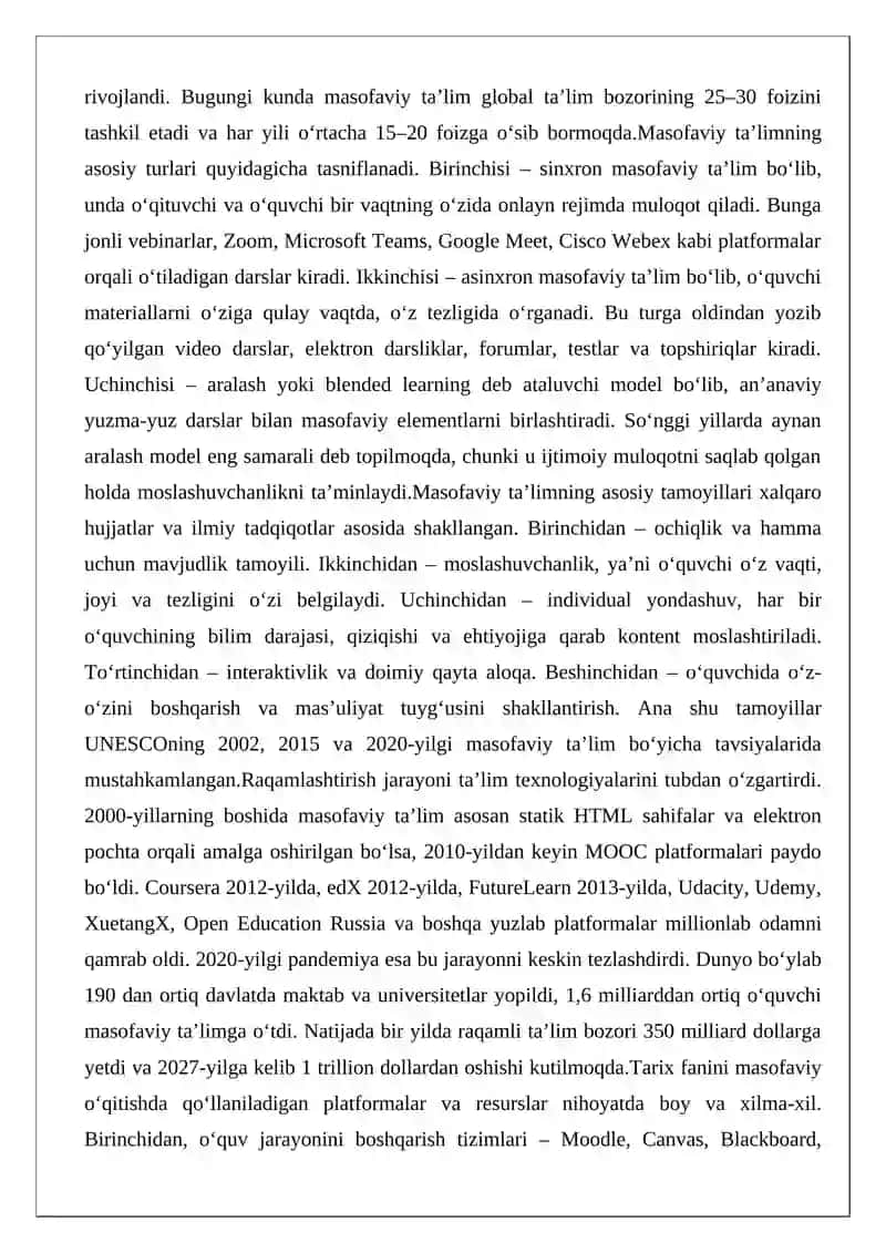 Masofaviy ta’lim va uning ahamiyati 4