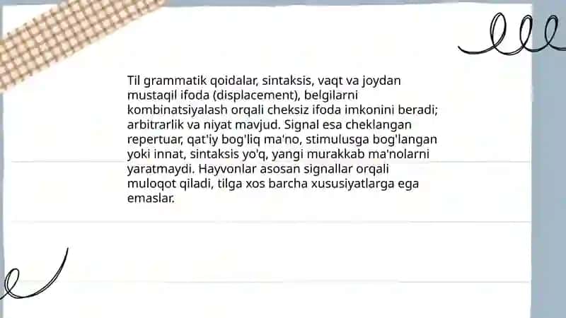 Hayvonlarning muloqoti va til tushunchasi 4